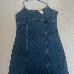 NWT Aerie Denim Halter Mini Dress